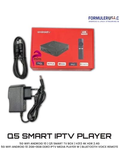 Q5 Smart IPTV Player 4K 2.4/5G WIFI 2/8GB BT Voice Remote Stalker, Xtream, M3U